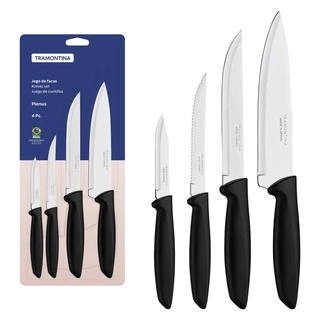 Jogo De Facas Tramontina Plenus 4 Peças Aço Inox Preto